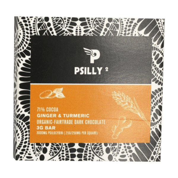 Psilly - Dark Chocolate Bar - Ginger & Turmeric | Shrooms Edibles Online Canada
