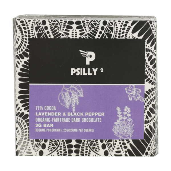 Psilly - Dark Chocolate Bar - Lavender & Black Pepper | Shrooms Edibles Online Canada